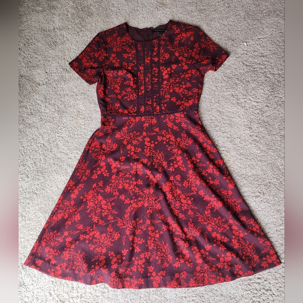 Banana Republic Maroon and Scarlet Floral Dress